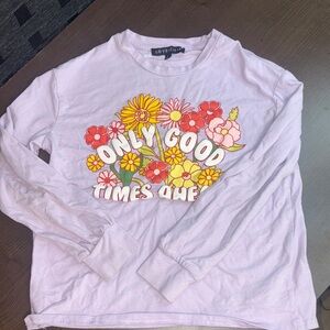 Love Ellie Girls' Light Pink Floral 'Only Good Times' Long Sleeve Tee size L